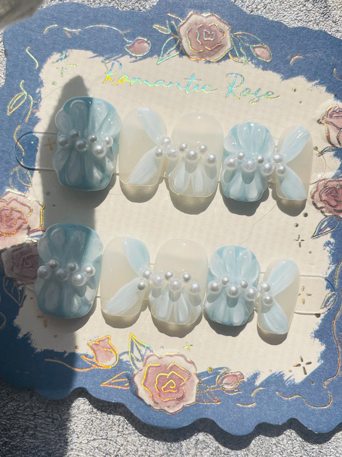 3D flowers Baby Blue